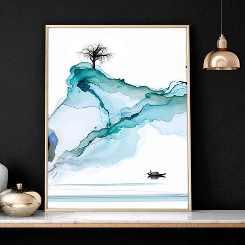 Set of 3 Prints | Teal Japanese Wall Art