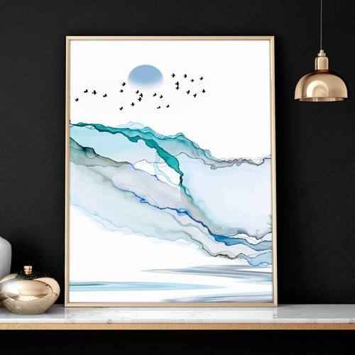 Set of 3 Prints | Teal Japanese Wall Art