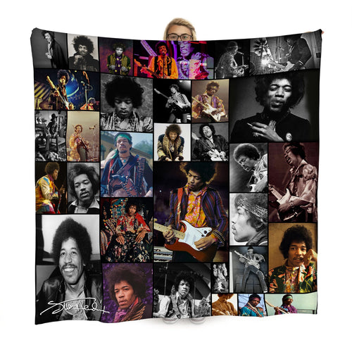 Jimi Hendrix Montage Celebrity Fleece Throw - Large Size 150cm X 150xcm