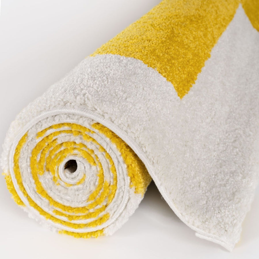 Joli Geometric Yellow & White Rug