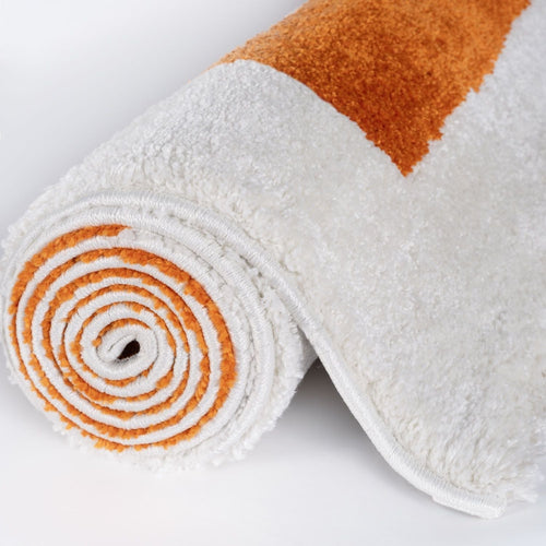 Joli Geometric Orange & White Rug
