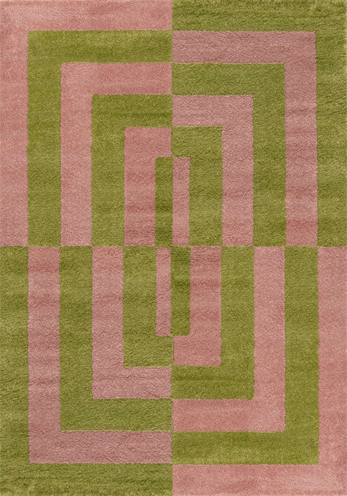 Joli Geometric Green & Pink Rug