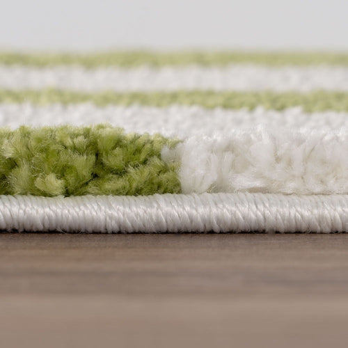 Joli Striped Green & White Rug