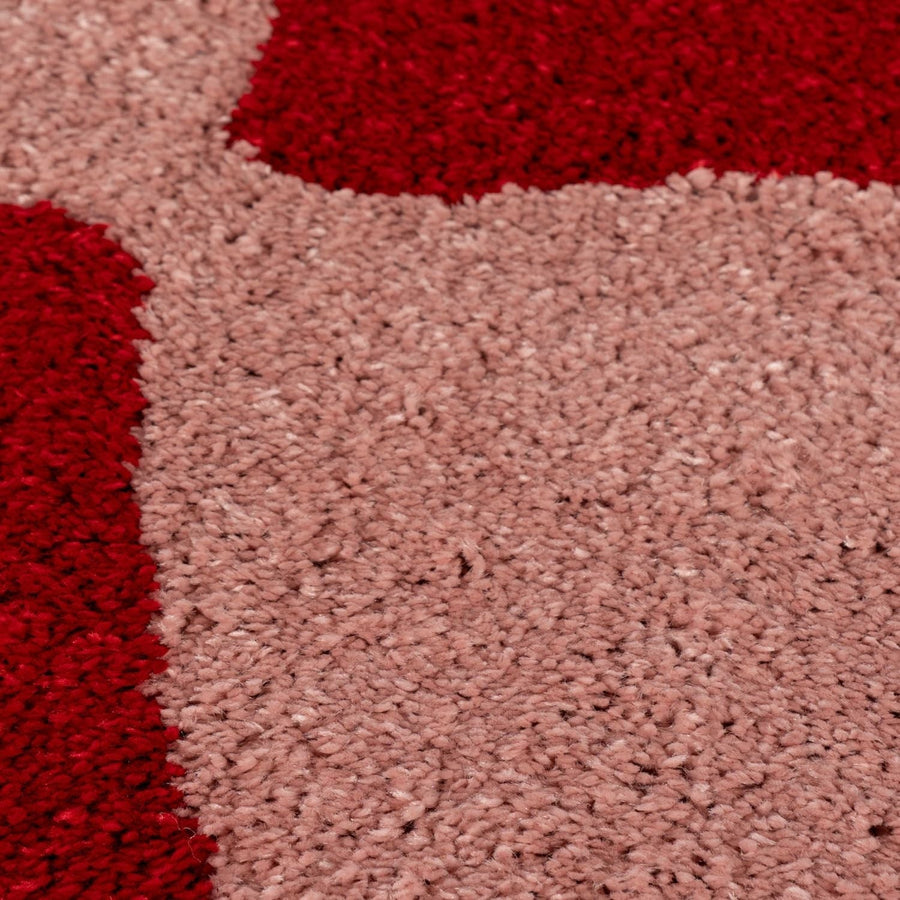 Joli Checkered Red & Pink Rug