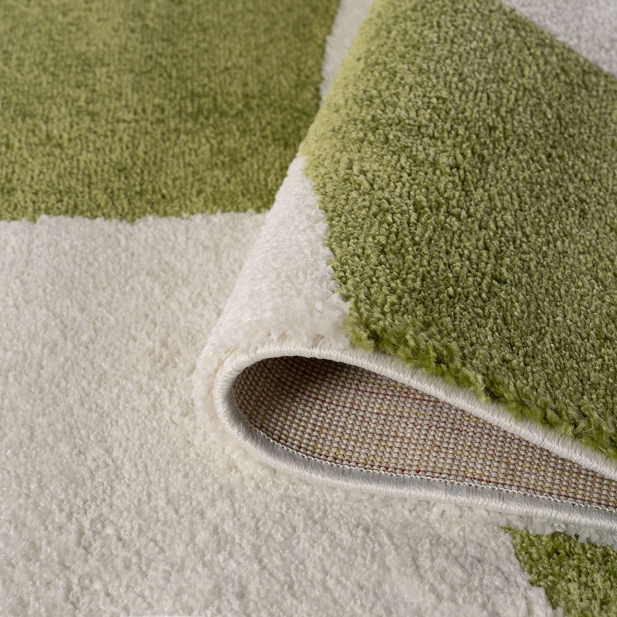 Joli Checkered Green & White Rug