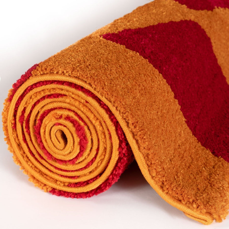 Joli Checkered Red & Orange Rug