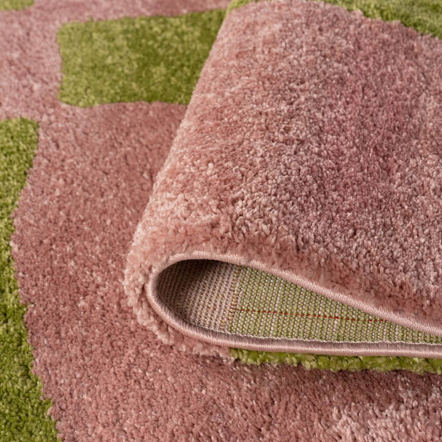 Joli Checkered Green & Pink Rug