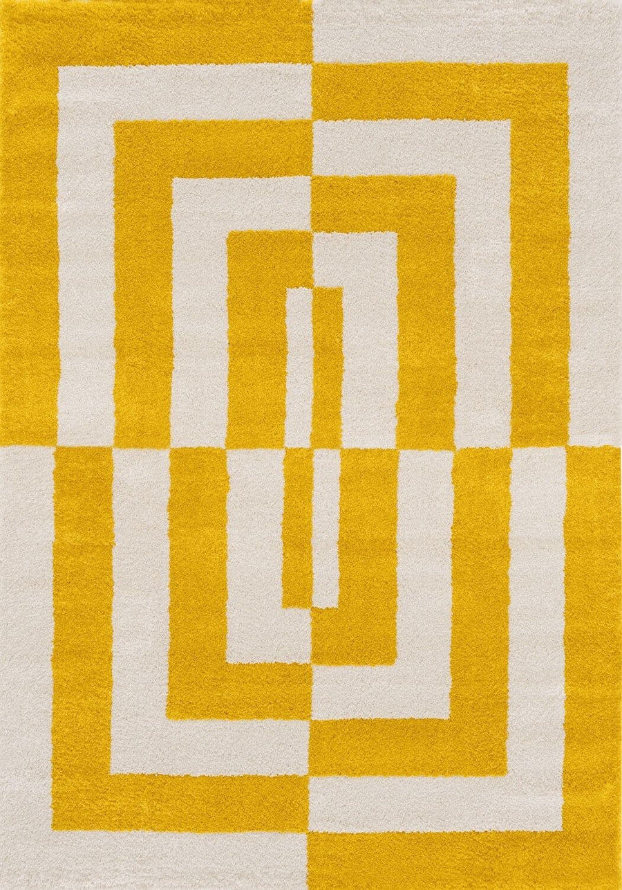 Joli Geometric Yellow & White Rug