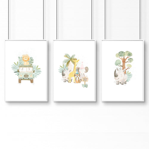 Jungle Nursery | Set of 3 wall art prints
