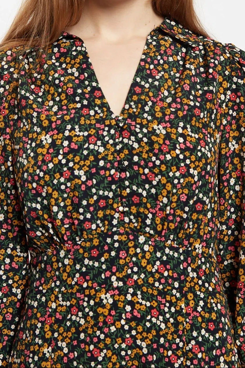 Louche Jussi Dippy Ditsy Print Midi Shirt Dress