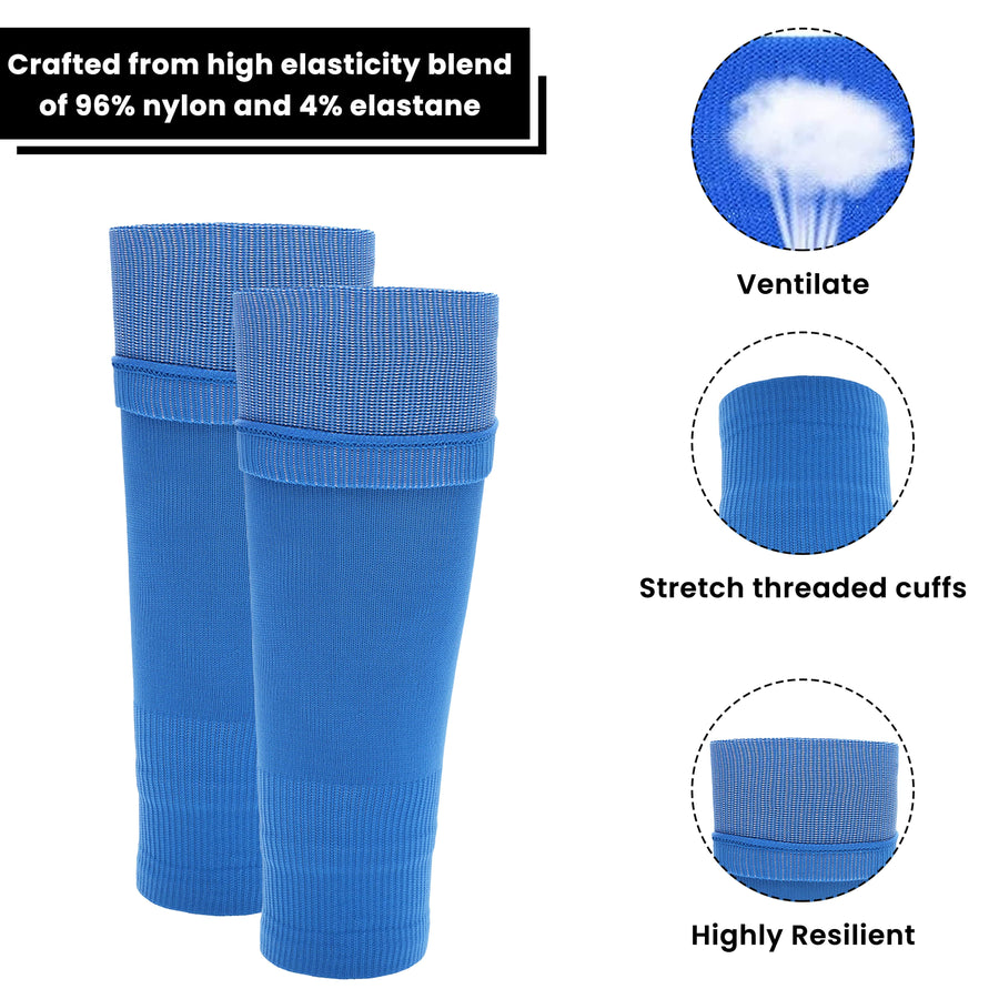 Sock Stack Blue Youth Size Kids Leg Sleeve Socks Fits Over Calf Shin Pads Compression