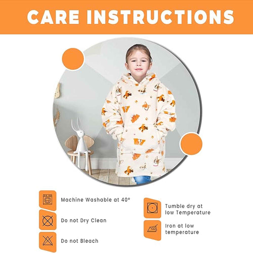 Daisy Dreamer Kids Oversized Hooded Blanket Sweatshirt Ultra Soft Sherpa Fur Flannel