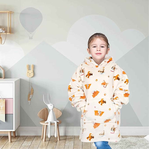 Daisy Dreamer Kids Oversized Hooded Blanket Sweatshirt Ultra Soft Sherpa Fur Flannel