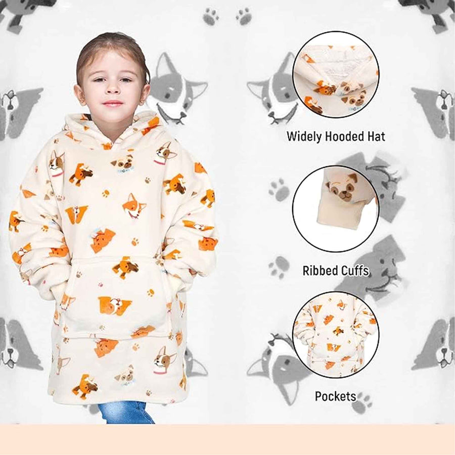 Daisy Dreamer Kids Oversized Hooded Blanket Sweatshirt Ultra Soft Sherpa Fur Flannel