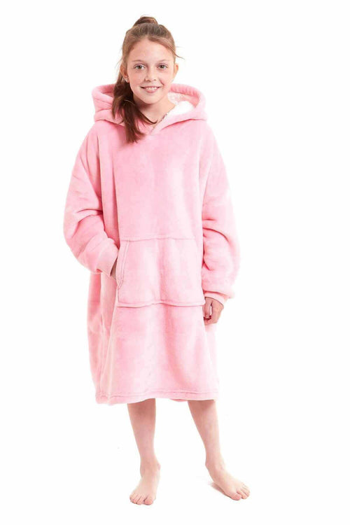 Daisy Dreamer Kids Oversized Hooded Fleece Blanket With Reversible Sherpa Double Pocket
