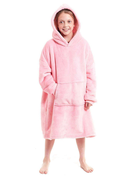 Daisy Dreamer Kids Oversized Hooded Fleece Blanket With Reversible Sherpa Double Pocket