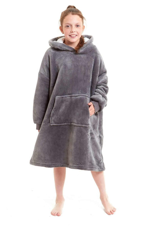 Daisy Dreamer Kids Oversized Hooded Fleece Blanket With Reversible Sherpa Double Pocket