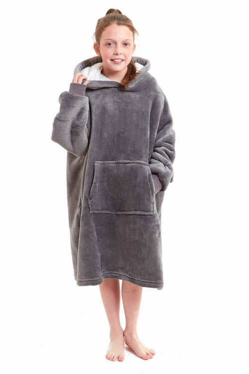 Daisy Dreamer Kids Oversized Hooded Fleece Blanket With Reversible Sherpa Double Pocket