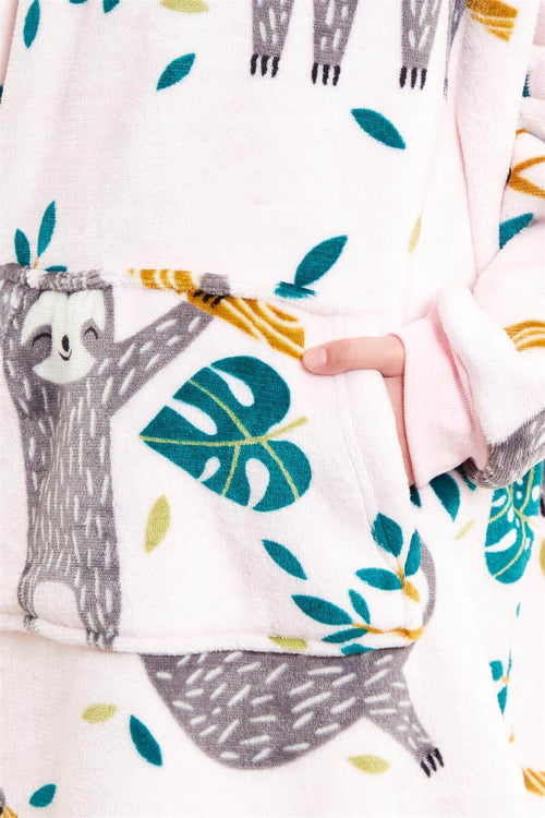Daisy Dreamer Kids Oversized Hooded Fleece Blanket With Reversible Sherpa Double Pocket