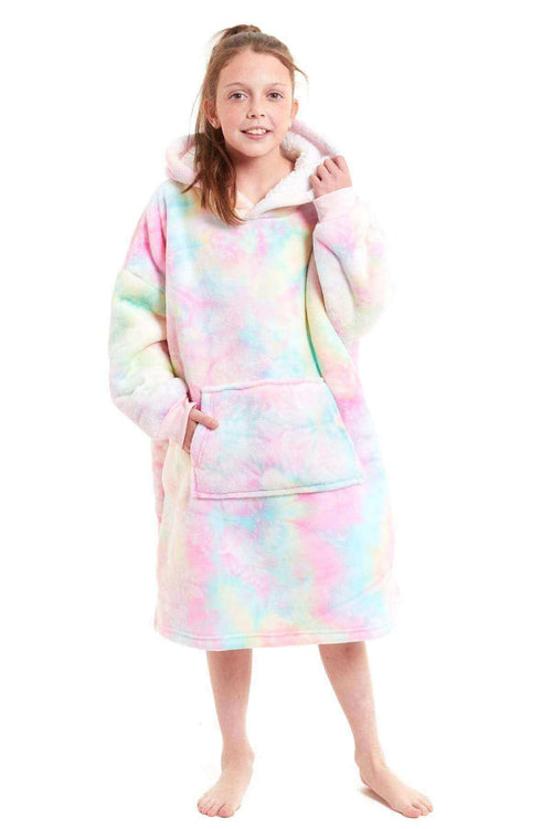 Daisy Dreamer Kids Oversized Hooded Fleece Blanket With Reversible Sherpa Double Pocket