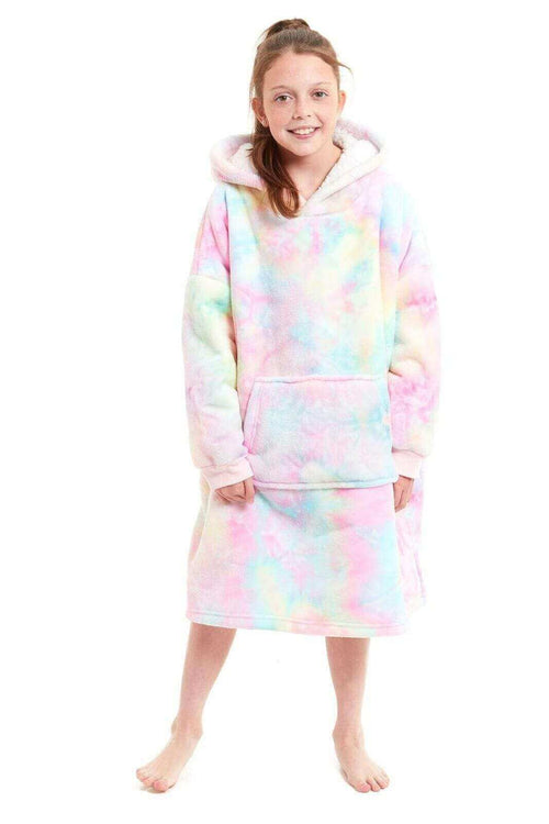Daisy Dreamer Kids Oversized Hooded Fleece Blanket With Reversible Sherpa Double Pocket