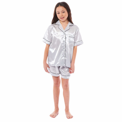 Daisy Dreamer Girls Satin Silk Pyjama Set With Button-Down Shirt And Loose-Fit Pants