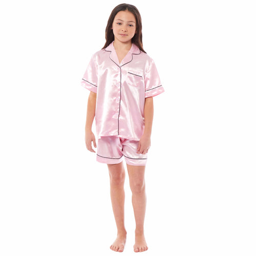 Daisy Dreamer Girls Satin Silk Pyjama Set With Button-Down Shirt And Loose-Fit Pants