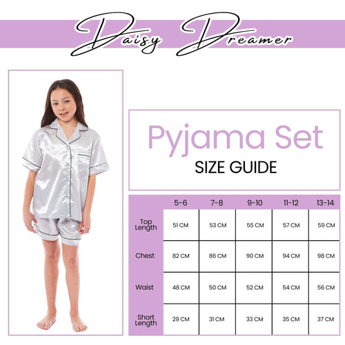 Daisy Dreamer Girls Satin Silk Pyjama Set With Button-Down Shirt And Loose-Fit Pants