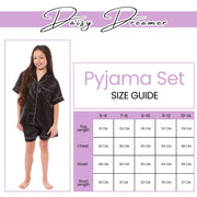 Daisy Dreamer Girls Satin Silk Pyjama Set With Button-Down Shirt And Loose-Fit Pants