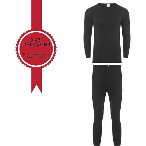 Heatwave Thermalwear Boys Winter Thermal Long Sleeve Top And Pants Set Charcoal Black Brushed Base Layer Warmth