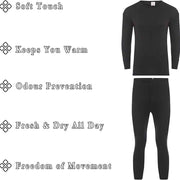 Heatwave Thermalwear Boys Winter Thermal Long Sleeve Top And Pants Set Charcoal Black Brushed Base Layer Warmth