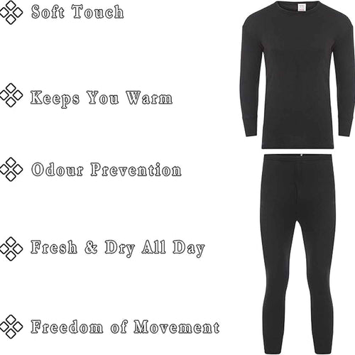 Heatwave Thermalwear Boys Winter Thermal Long Sleeve Top And Pants Set Charcoal Black Brushed Base Layer Warmth