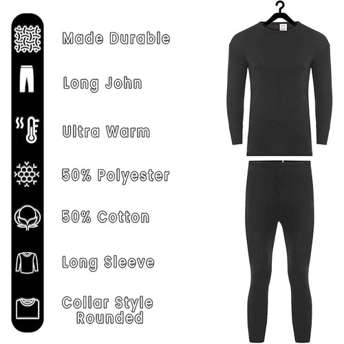 Heatwave Thermalwear Boys Winter Thermal Long Sleeve Top And Pants Set Charcoal Black Brushed Base Layer Warmth