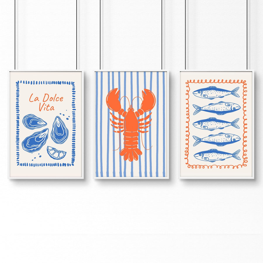 Kitchen Gallery Walls | Set of 3 Italian Lifestyle Wall art Prints