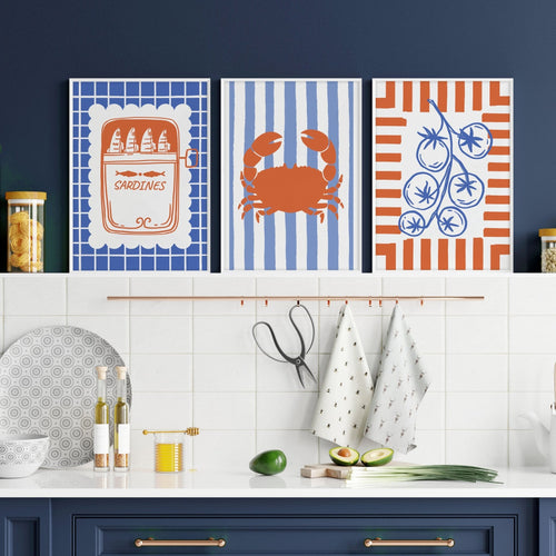 Kitchen Modern Wall Decor | Set of 3 Italian Lifestyle Wall art Prints