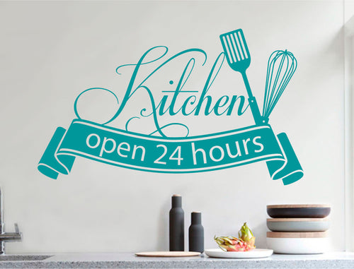 Kitchen Open 24 Hrs Wall Sticker – Cafe or Kitchen Decor