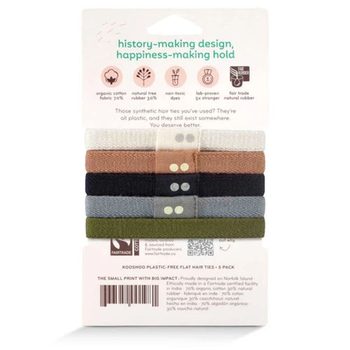 KOOSHOO Classics Organic Plastic-Free Hair Ties – 5 Pack