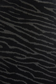 Louche Krystel Zebra Devore Feather Trim Midi Dress Black