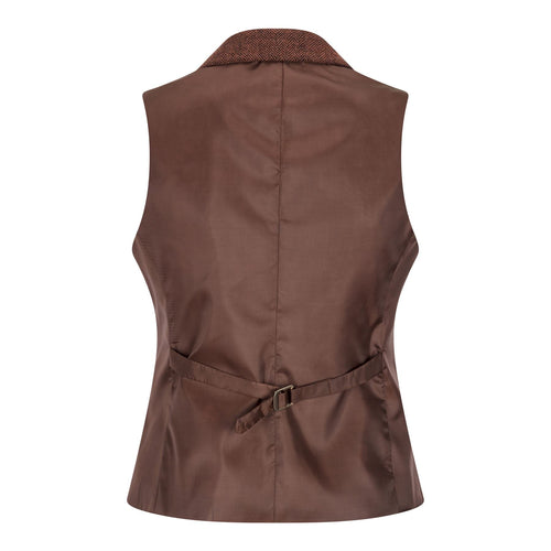 WS-12 - Women's Tweed Suit Blazer Trousers Waistcoat Herringbone Wool Rust Brown