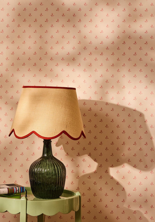 Sweet Red Trim Scalloped Lampshade