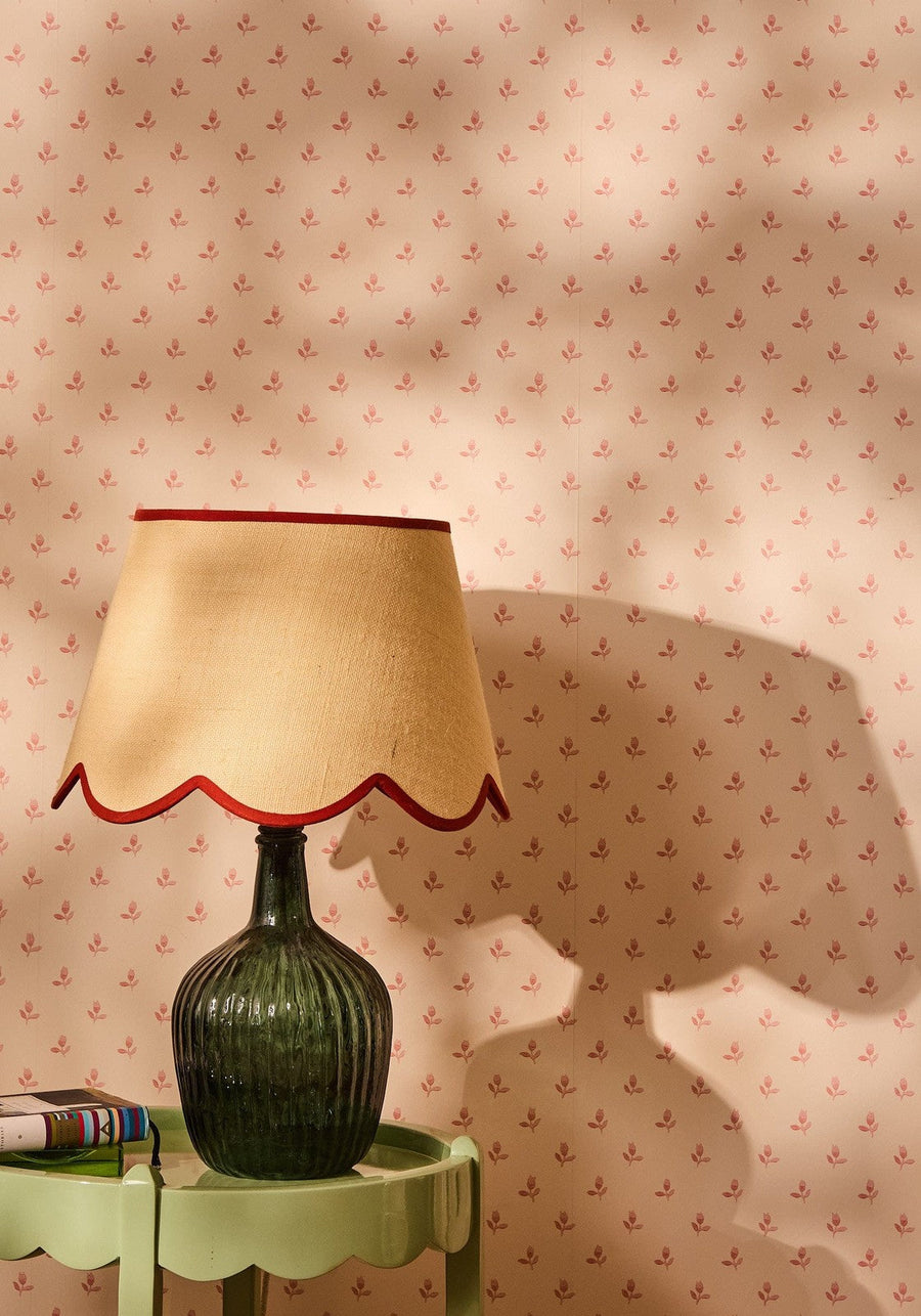 Sweet Red Trim Scalloped Lampshade