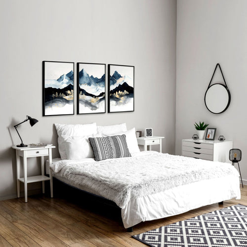 3 Piece Picture Frame Set – Nordic Teal Landscape Prints