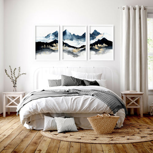 3 Piece Picture Frame Set – Nordic Teal Landscape Prints