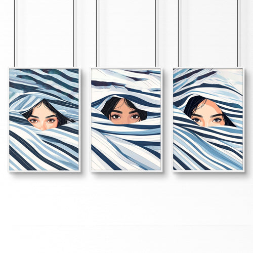 Large Art Prints | Set of 3 Boho Women Wall art Prints