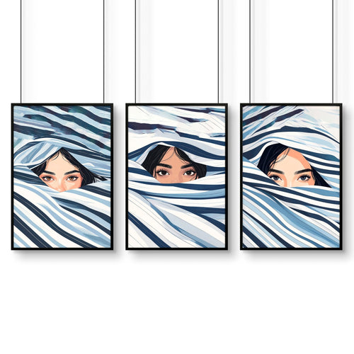 Large Art Prints | Set of 3 Boho Women Wall art Prints