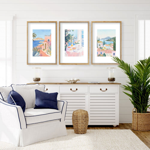 Large Canvas Pictures For Living Room | Set of 3 Beach Decor Wall art Prints