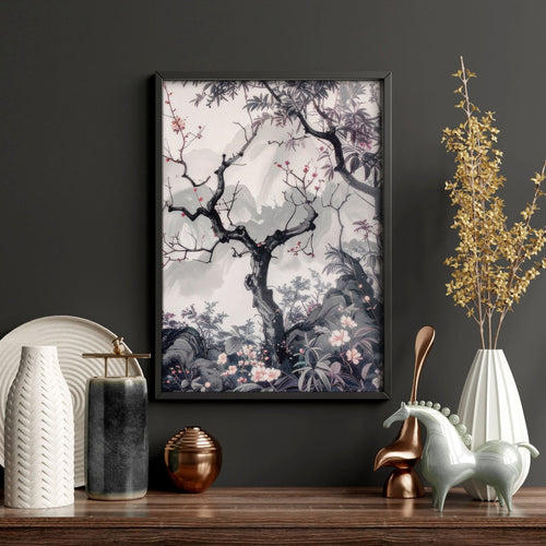 Large Contemporary Wall Art | Set of 3 Chinoiserie Wall art Prints