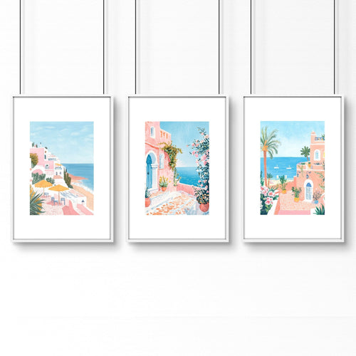 Large Framed Wall Art | Set of 3 Beach Decor Wall art Prints