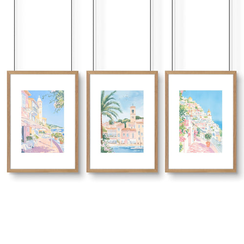 Large Framed Wall Paintings | Set of 3 Beach Decor Wall art Prints