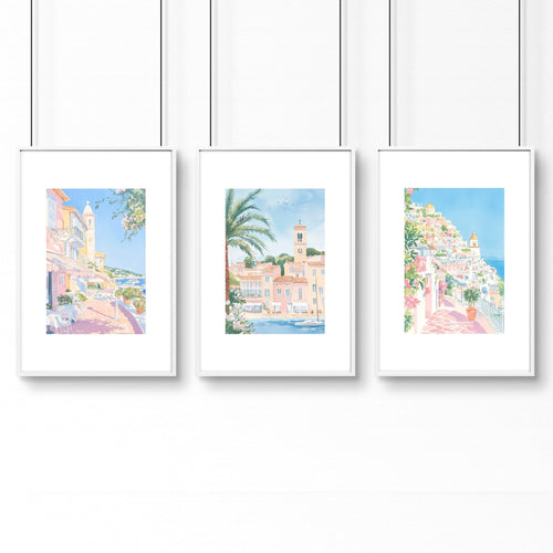 Large Framed Wall Paintings | Set of 3 Beach Decor Wall art Prints